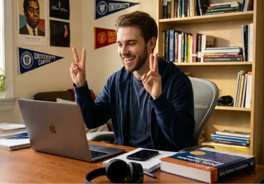 Student succeeding with online tutoring
